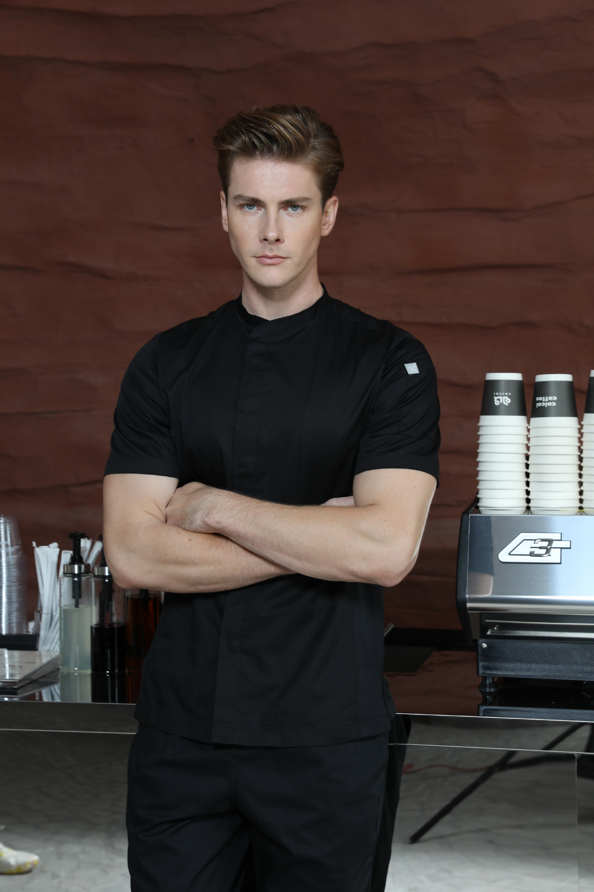 Avery Black Chef Jacket, Short Sleeve