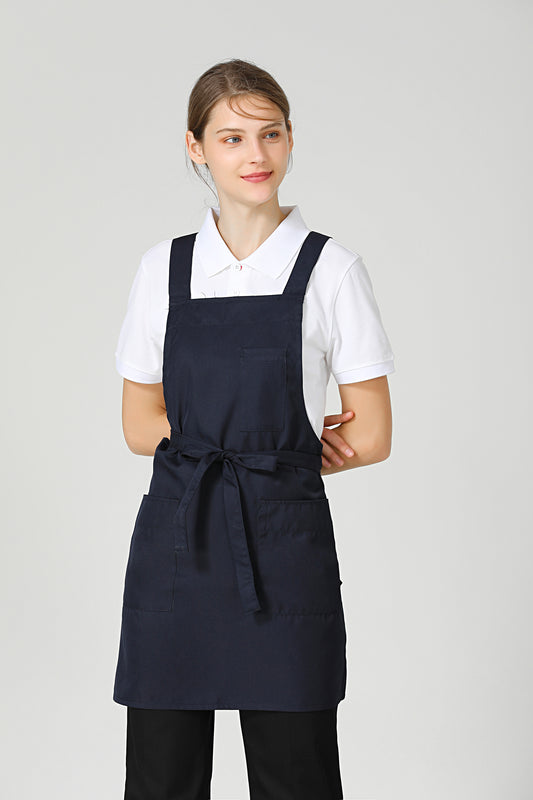 Gretel Crossback Service Navy Blue Bib Apron