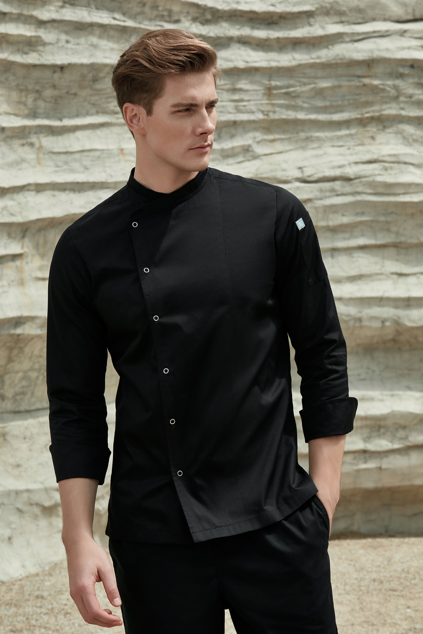Harley Black Chef Jacket, Long Sleeve GreenChef by GC Collective