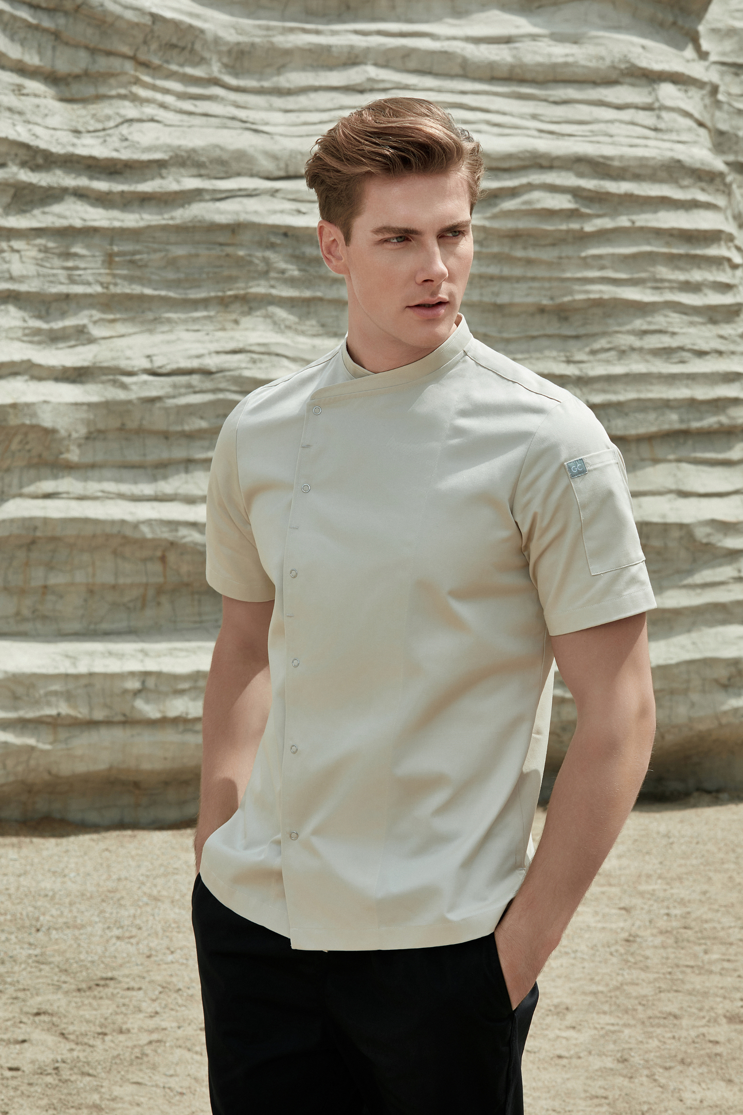 Harley Cream Short Sleeve Chef Jacket