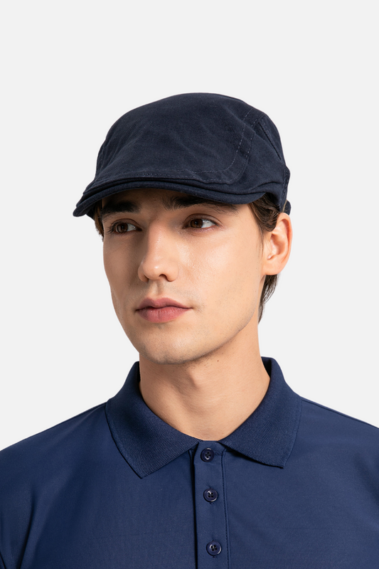 Ragon Cotton Flat Cap Navy Blue