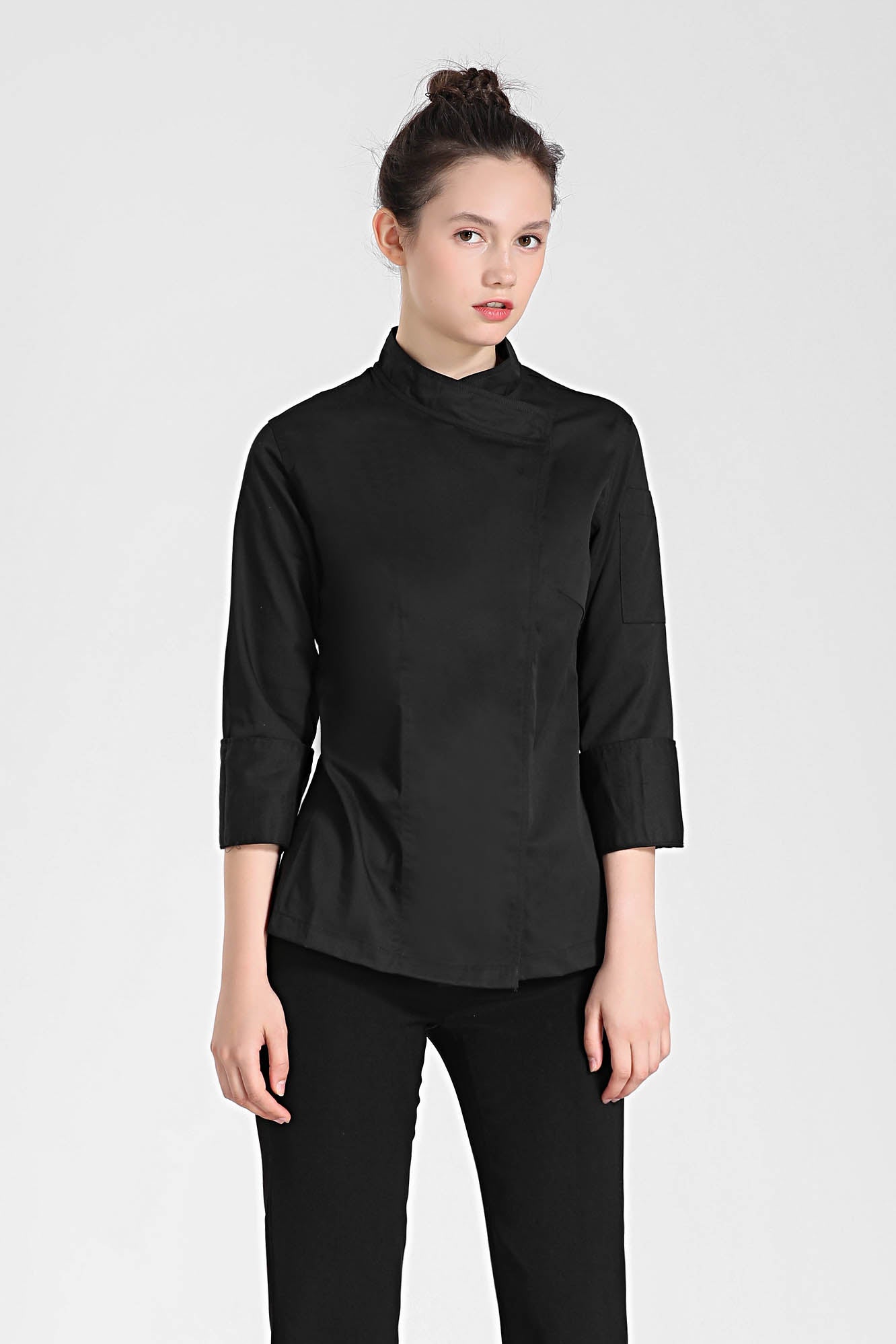 Rosemary Black Chef Jacket, Long Sleeve
