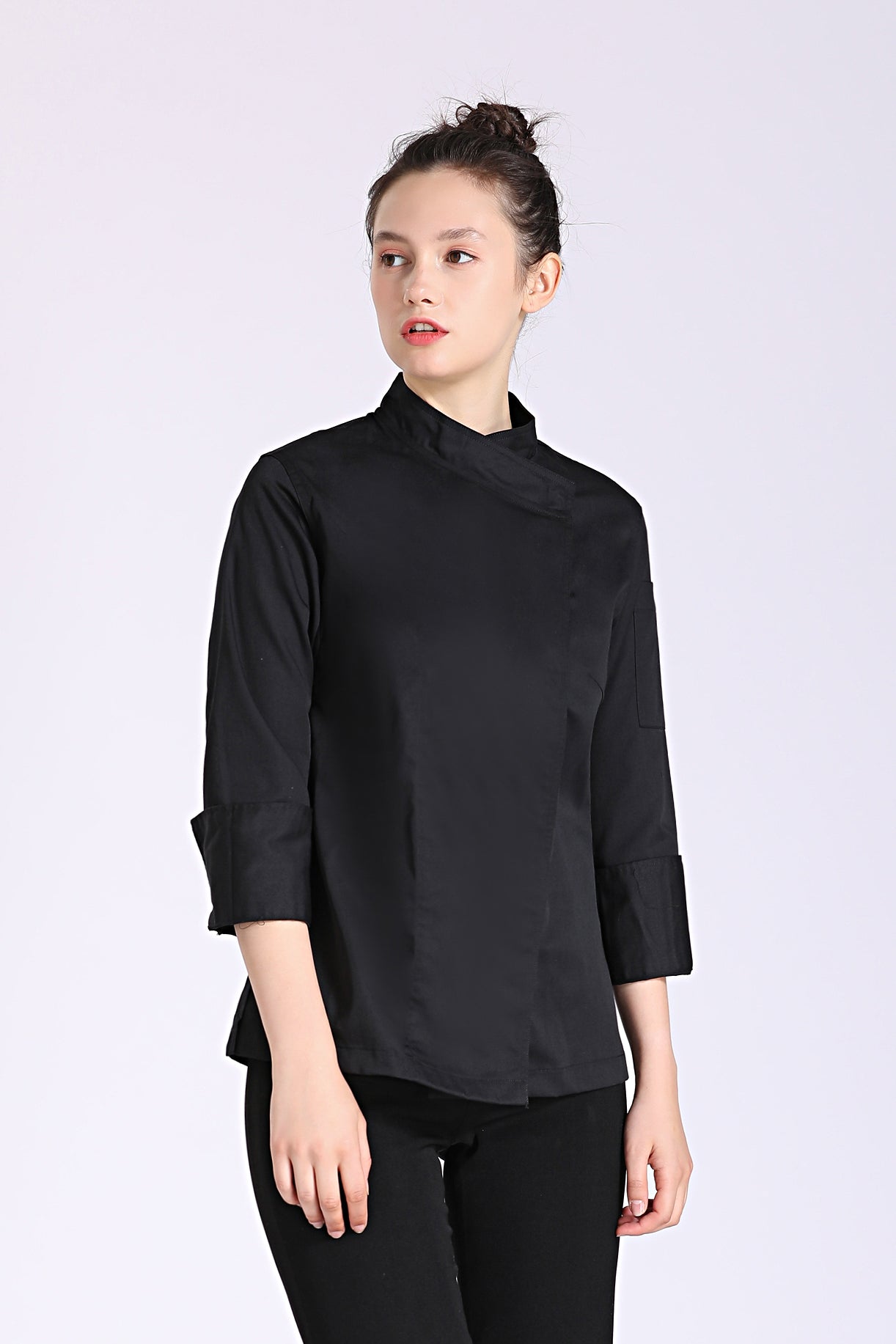 Rosemary Black Chef Jacket, Long Sleeve