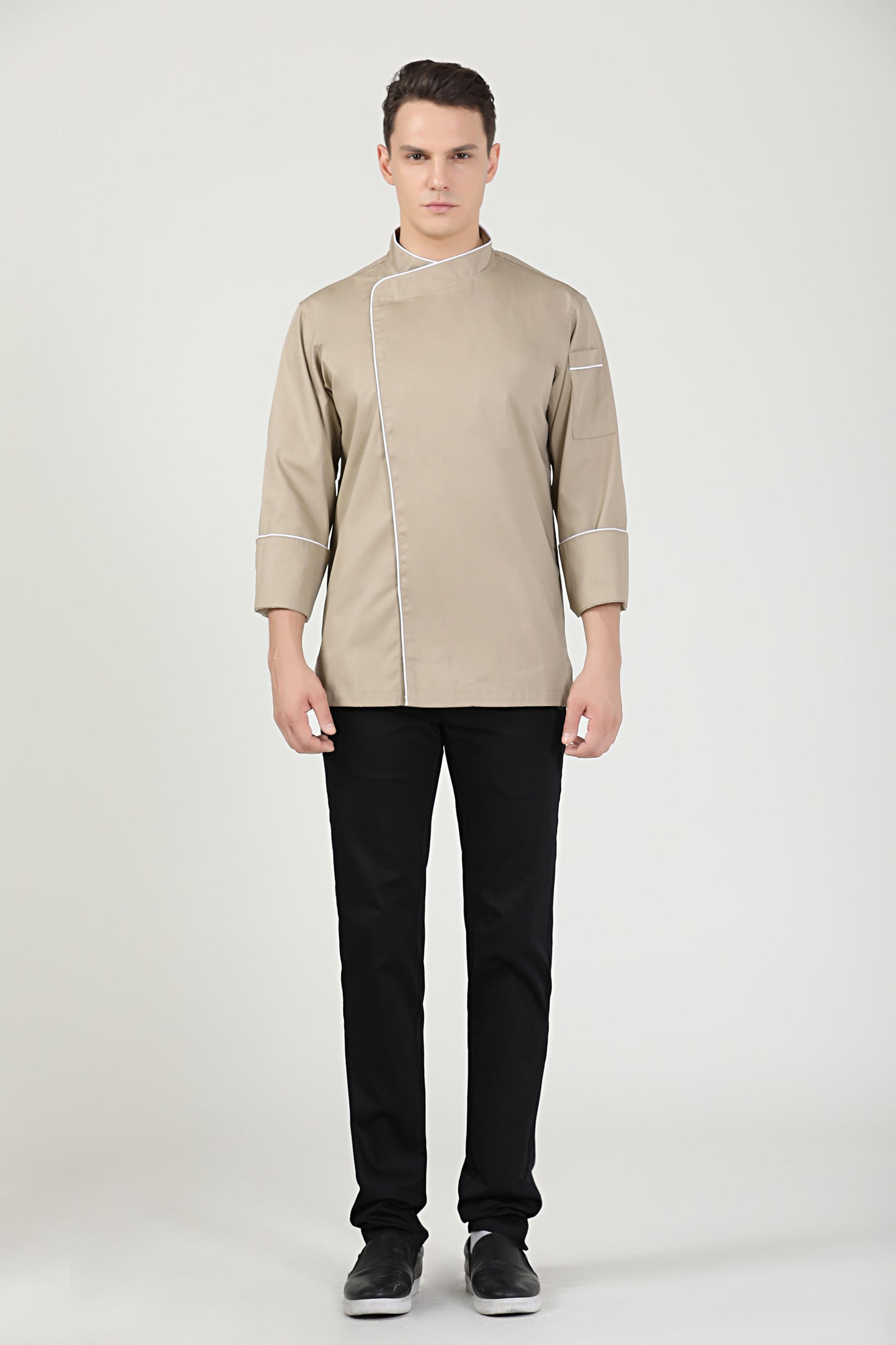 Sage Khaki Chef Jacket, Long Sleeve