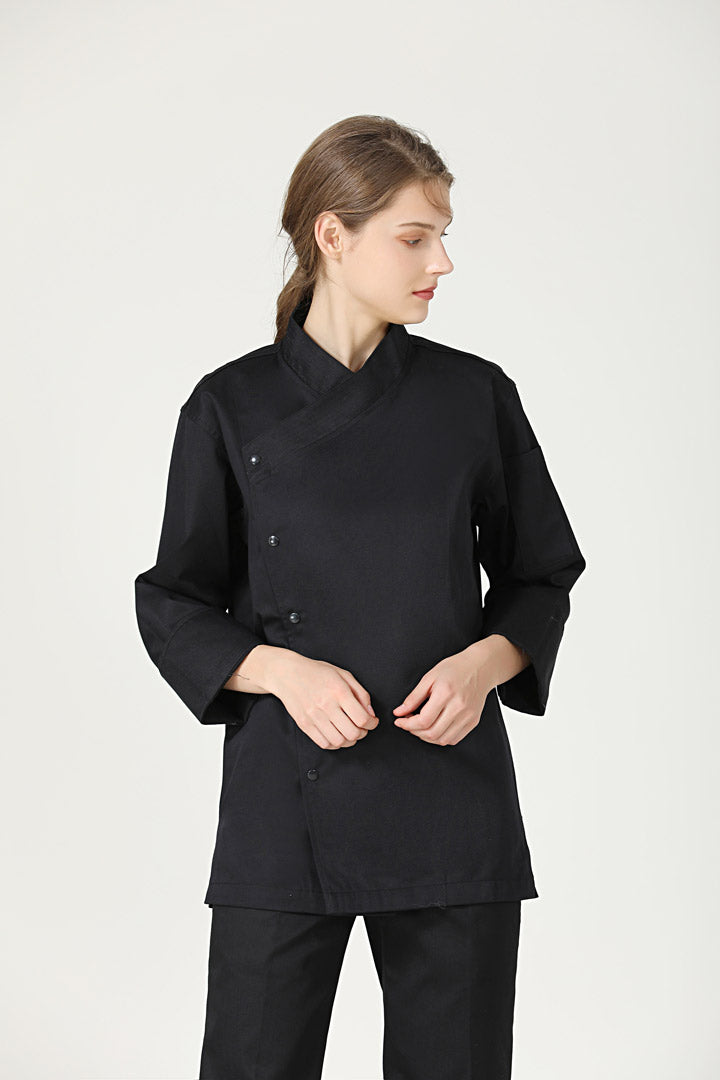 Meiji Black Chef Jacket, Long Sleeve