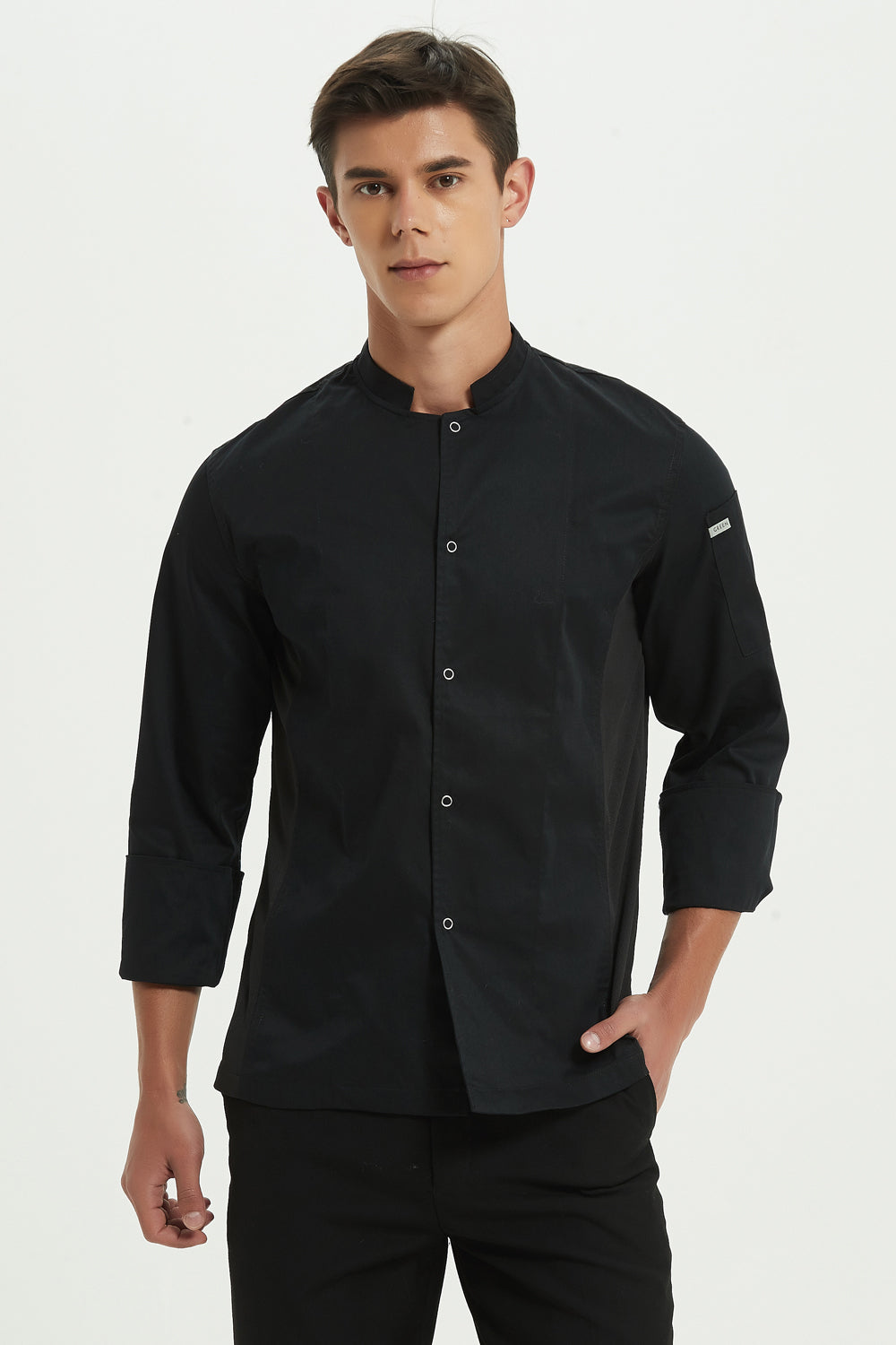Mint Black Chef Jacket with Drifit, Long Sleeve