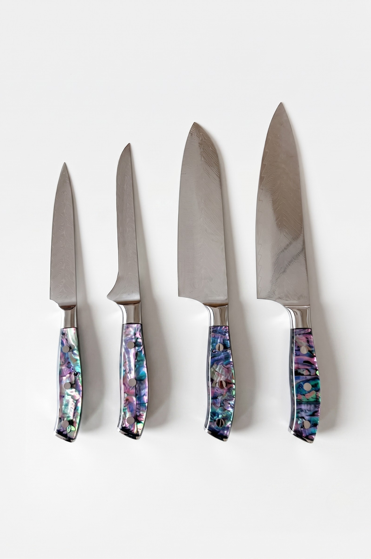 Damascus Steel Knife Set, 4-Piece Set