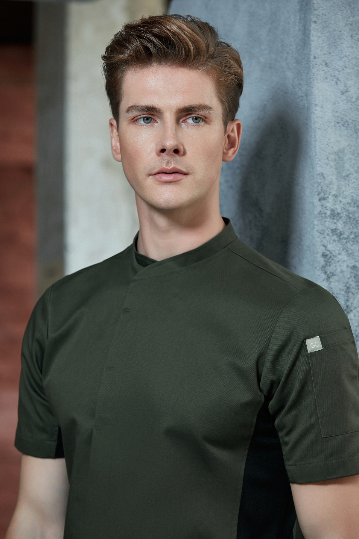 Avery Olive Green Chef Jacket, Short Sleeve