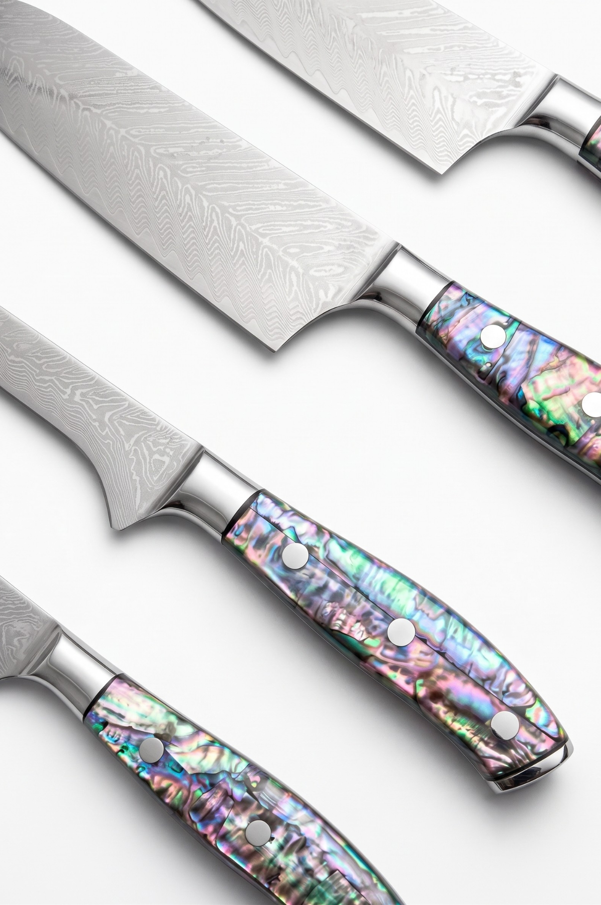 Damascus Steel Knife Set, 4-Piece Set
