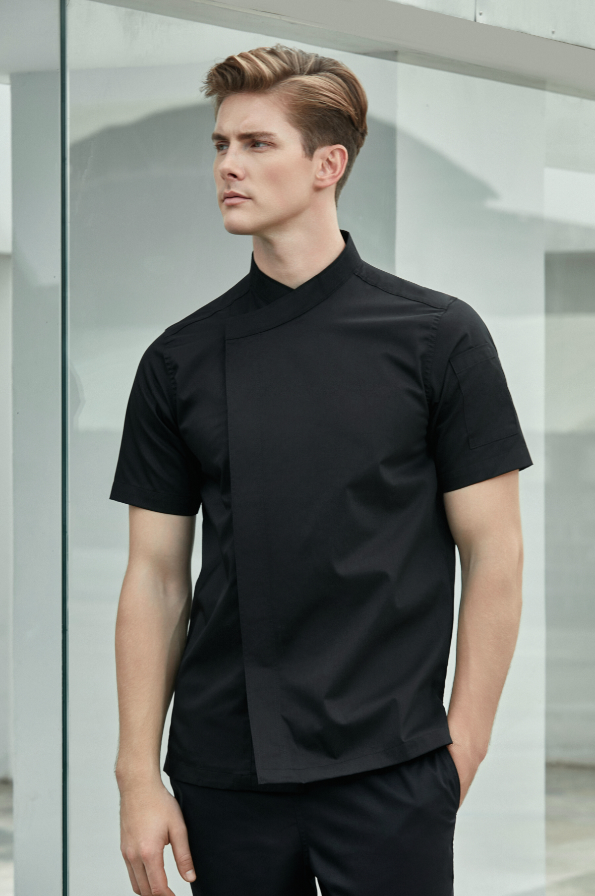 Thyme Black Chef Jacket, Short Sleeve