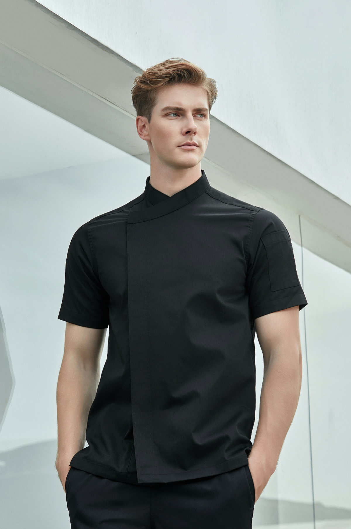 Thyme Black Chef Jacket, Short Sleeve