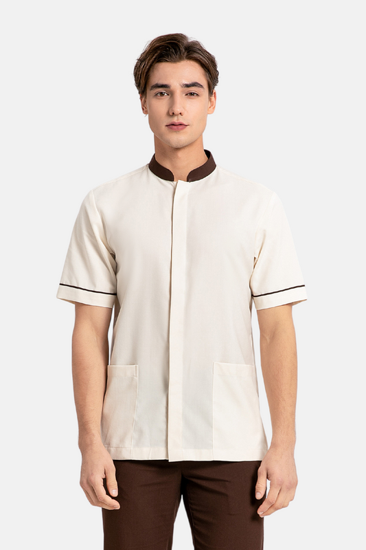 Ramsey Cream White Housekeeping Shirt, Male