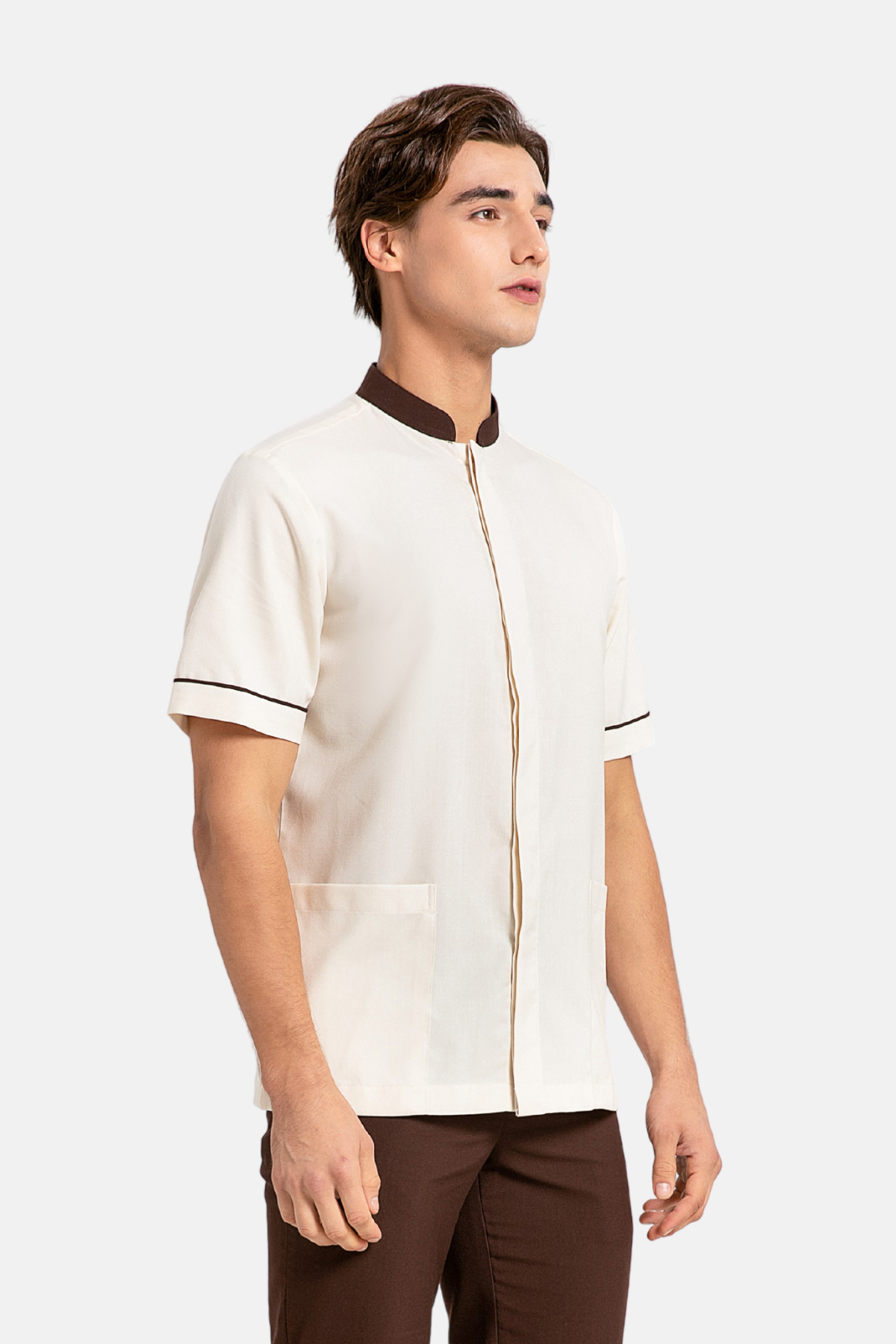 Ramsey Cream White Housekeeping Shirt, Male