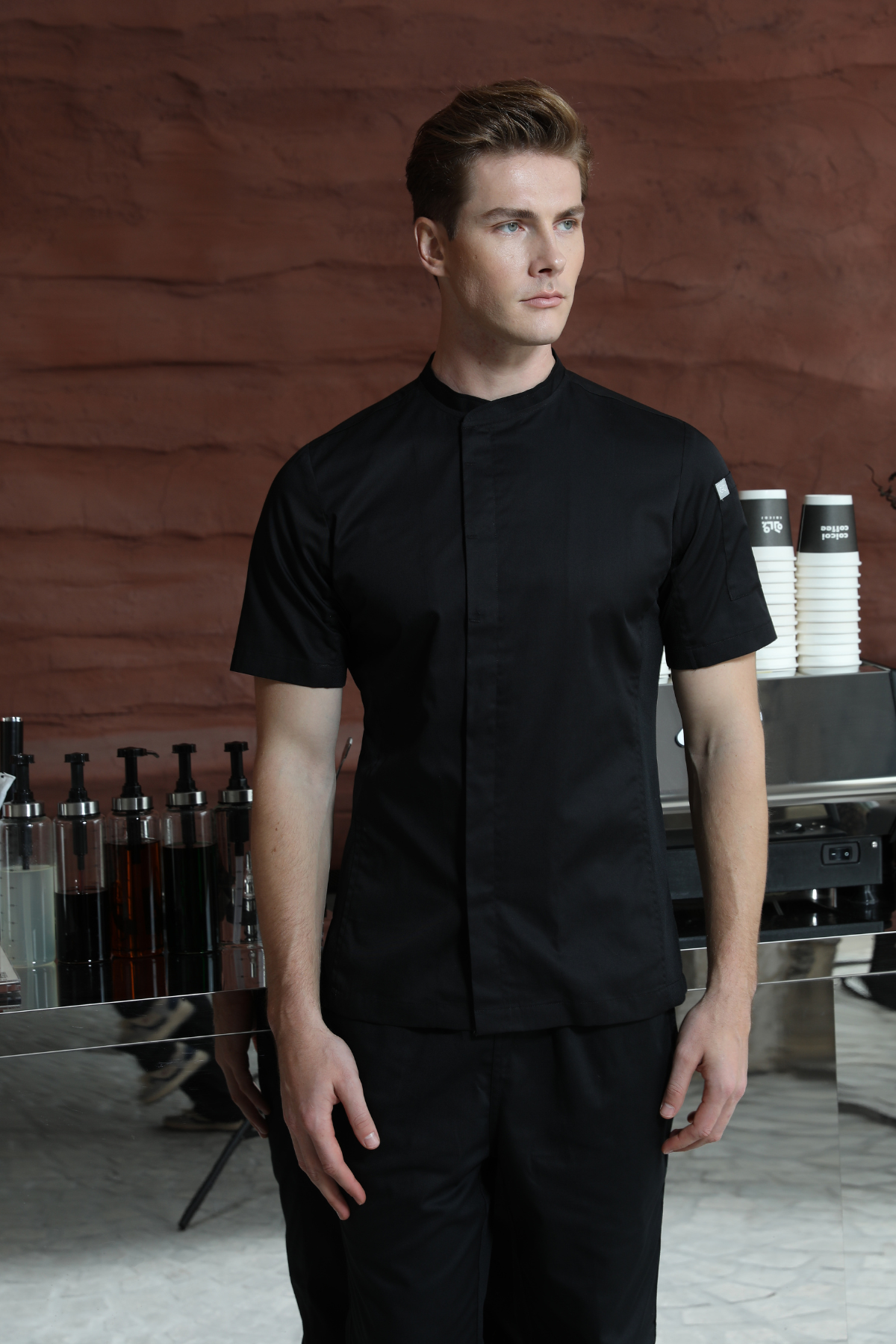Avery Black Chef Jacket, Short Sleeve