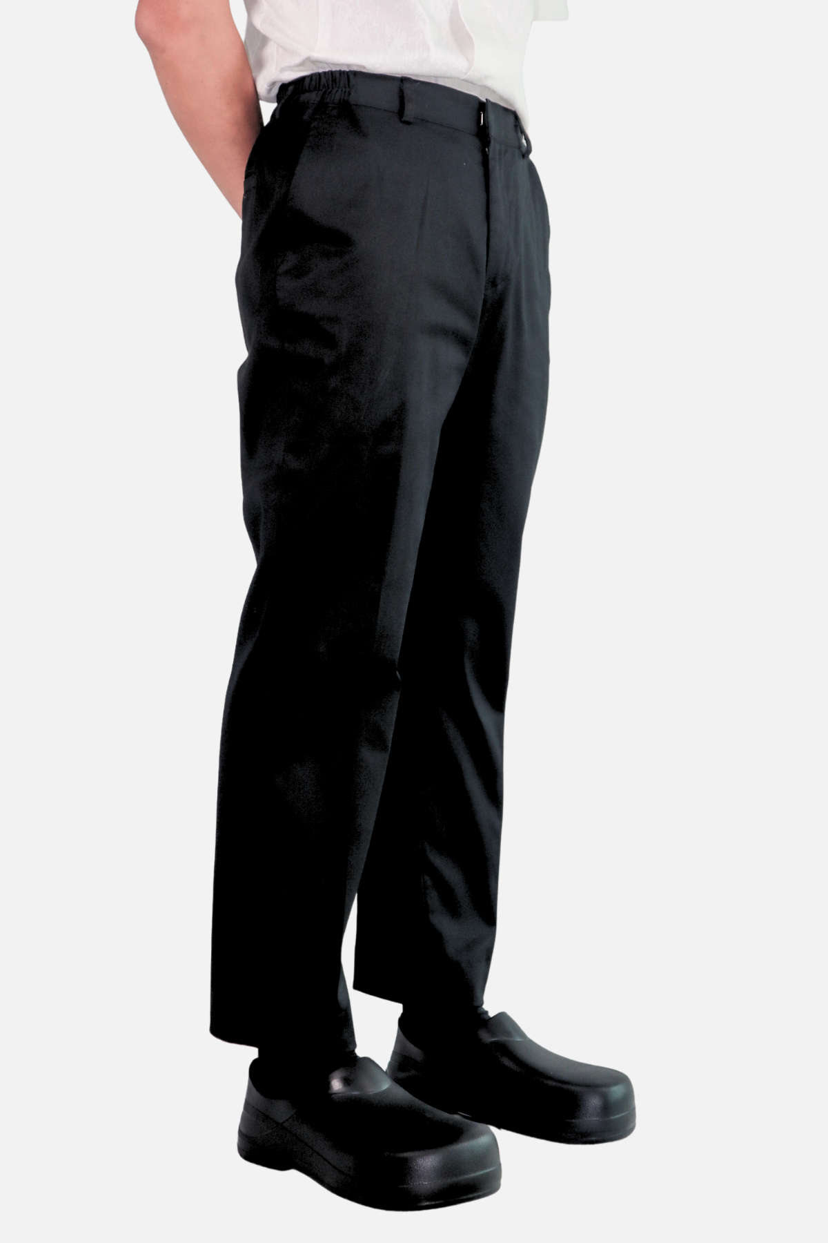 Alex Black Chef Trousers, Elastic Waistband