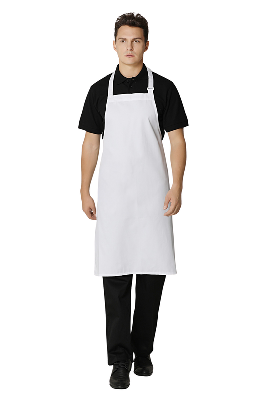White Bib Apron, No Pocket, Regular