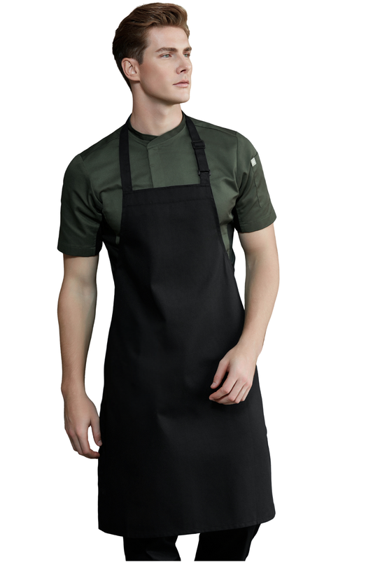Black Bib Apron, No Pocket, Regular