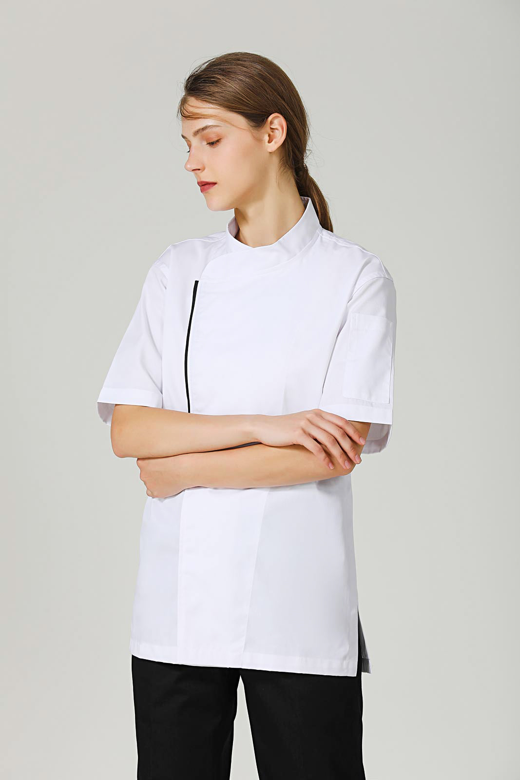 Basil White Chef Jacket Short Sleeve