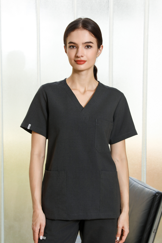 Emma Grey Scrub Top, Women