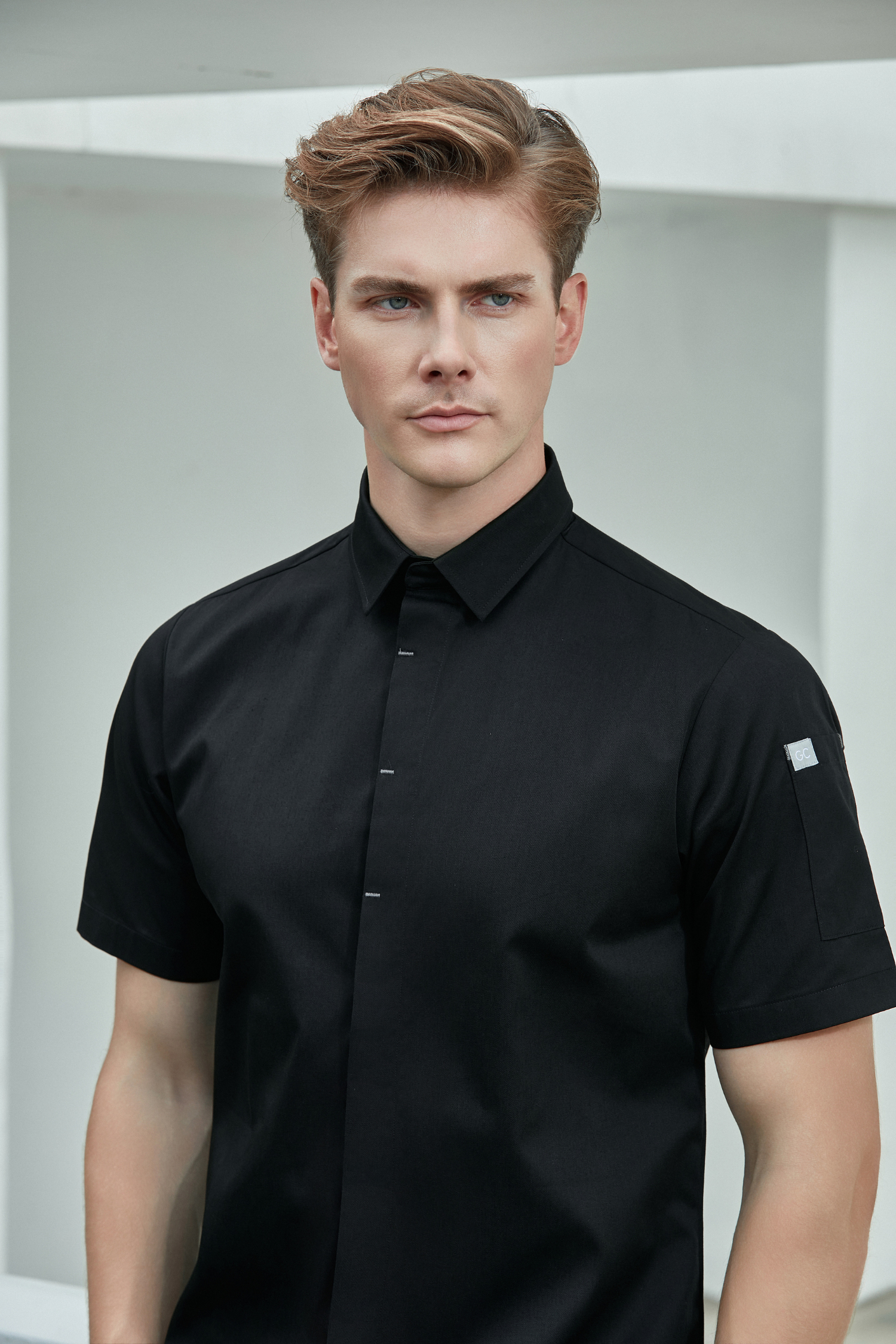 Flynn Black Chef Jacket, Short Sleeve - GreenChef Sdn. Bhd.