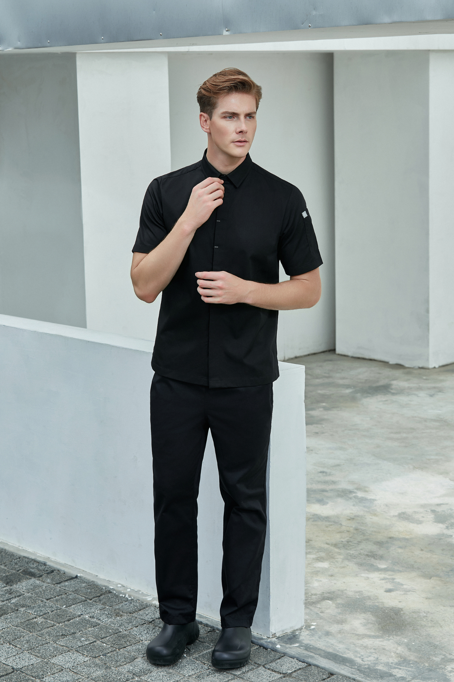 Flynn Black Chef Jacket, Short Sleeve - GreenChef Sdn. Bhd.