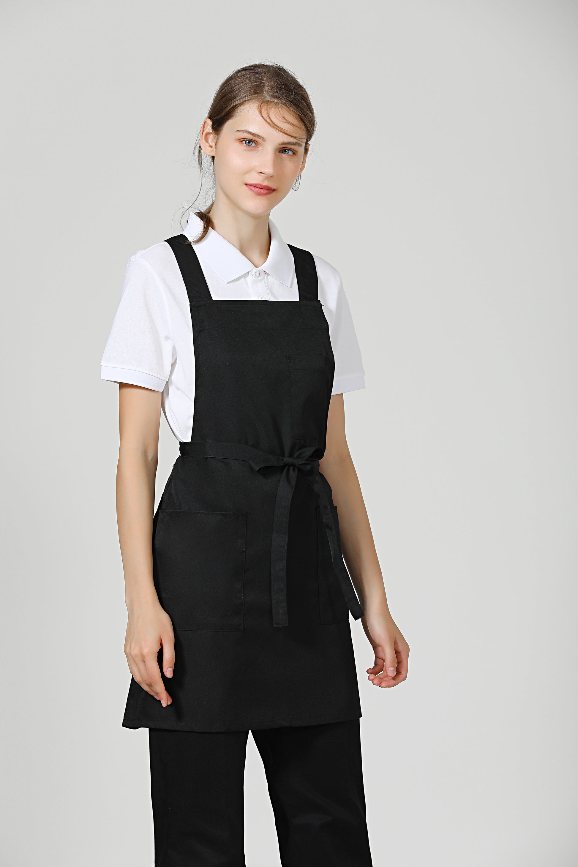 Gretel Crossback Service Black Bib Apron