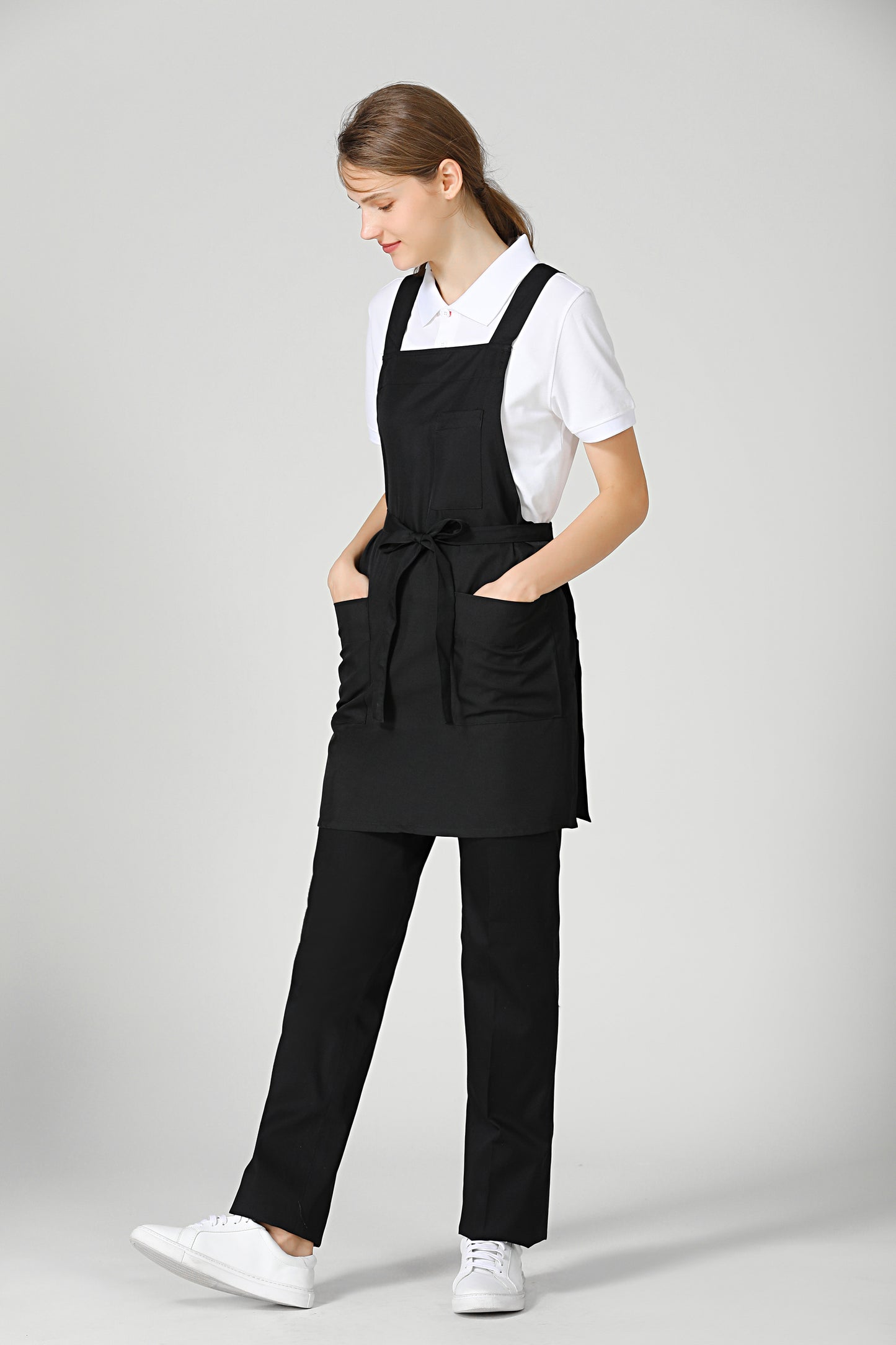 Gretel Crossback Service Black Bib Apron