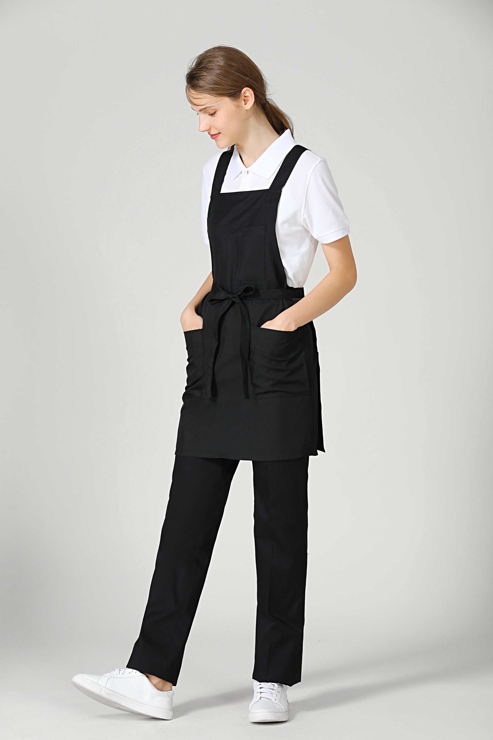 Gretel Crossback Service Black Bib Apron