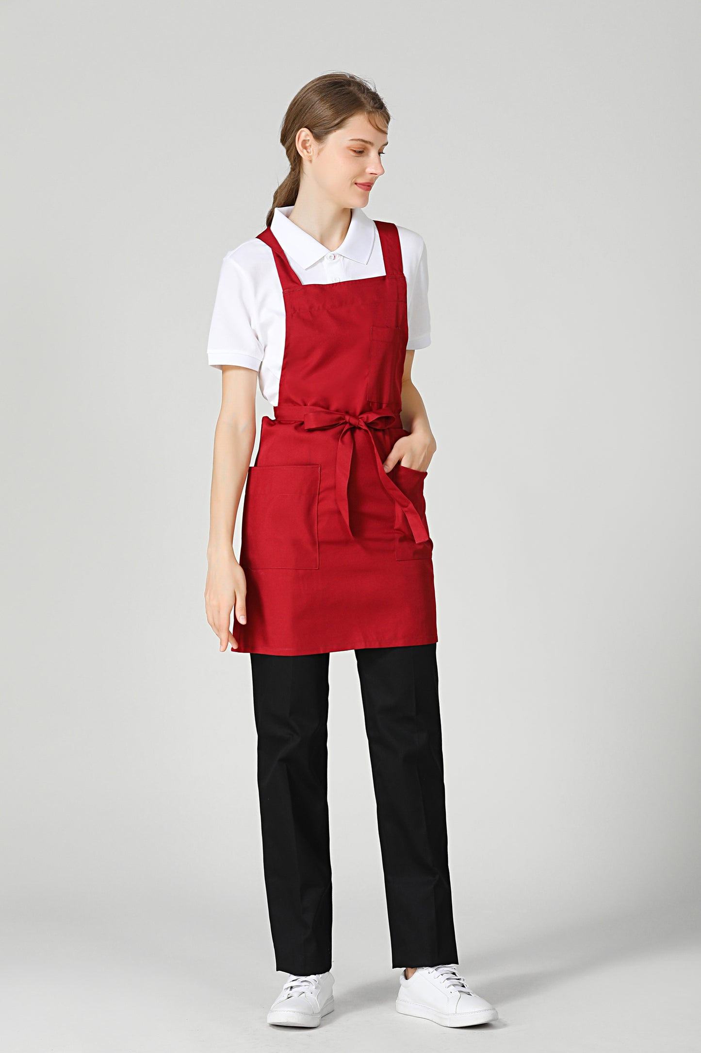 Gretel Crossback Service Red Bib Apron