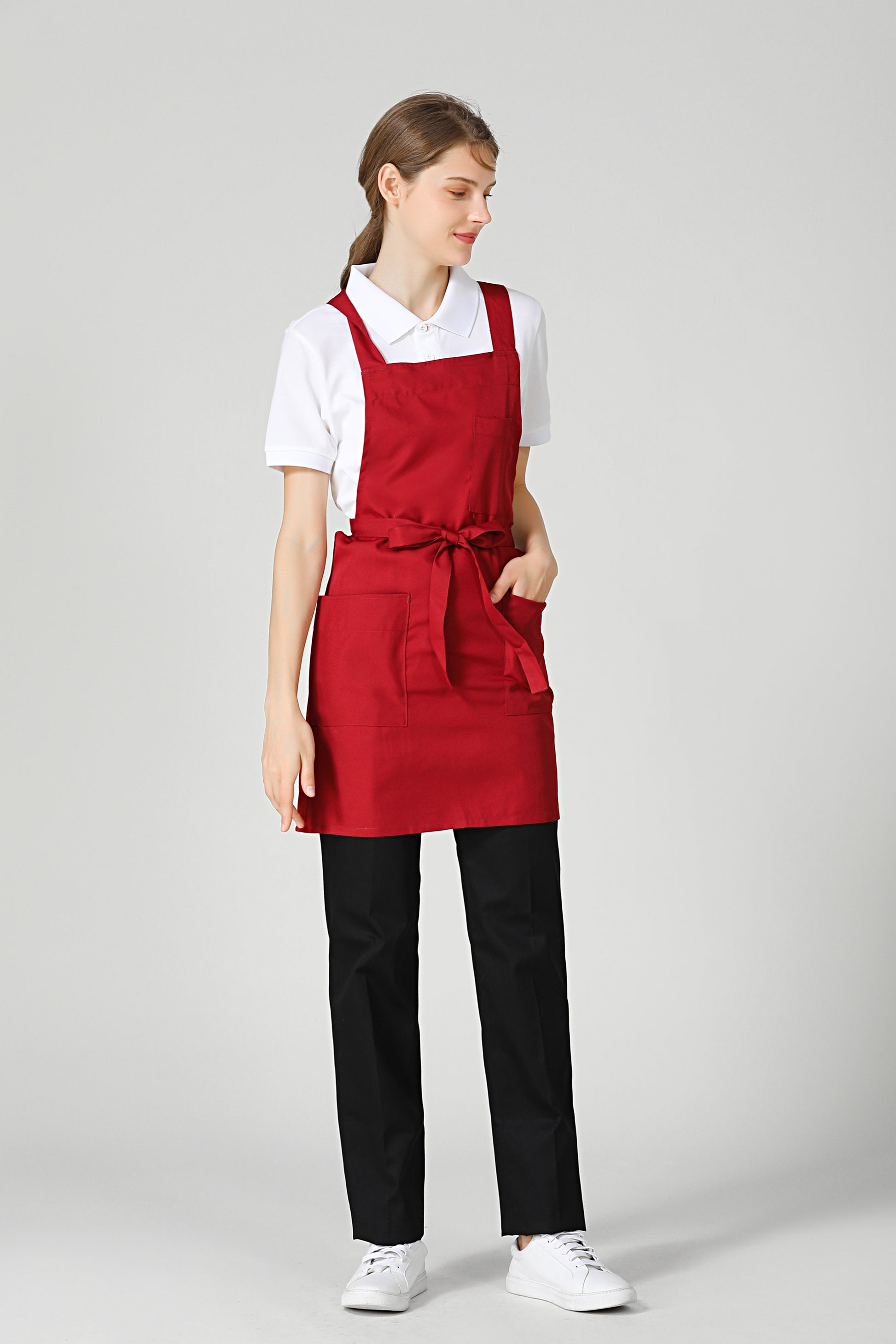 Gretel Crossback Service Red Bib Apron