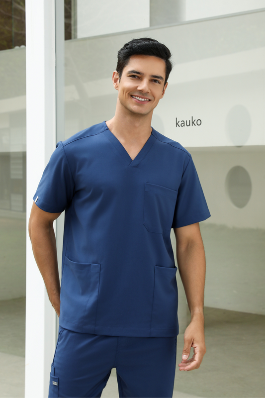 Lucas Blue Scrub Top, Men