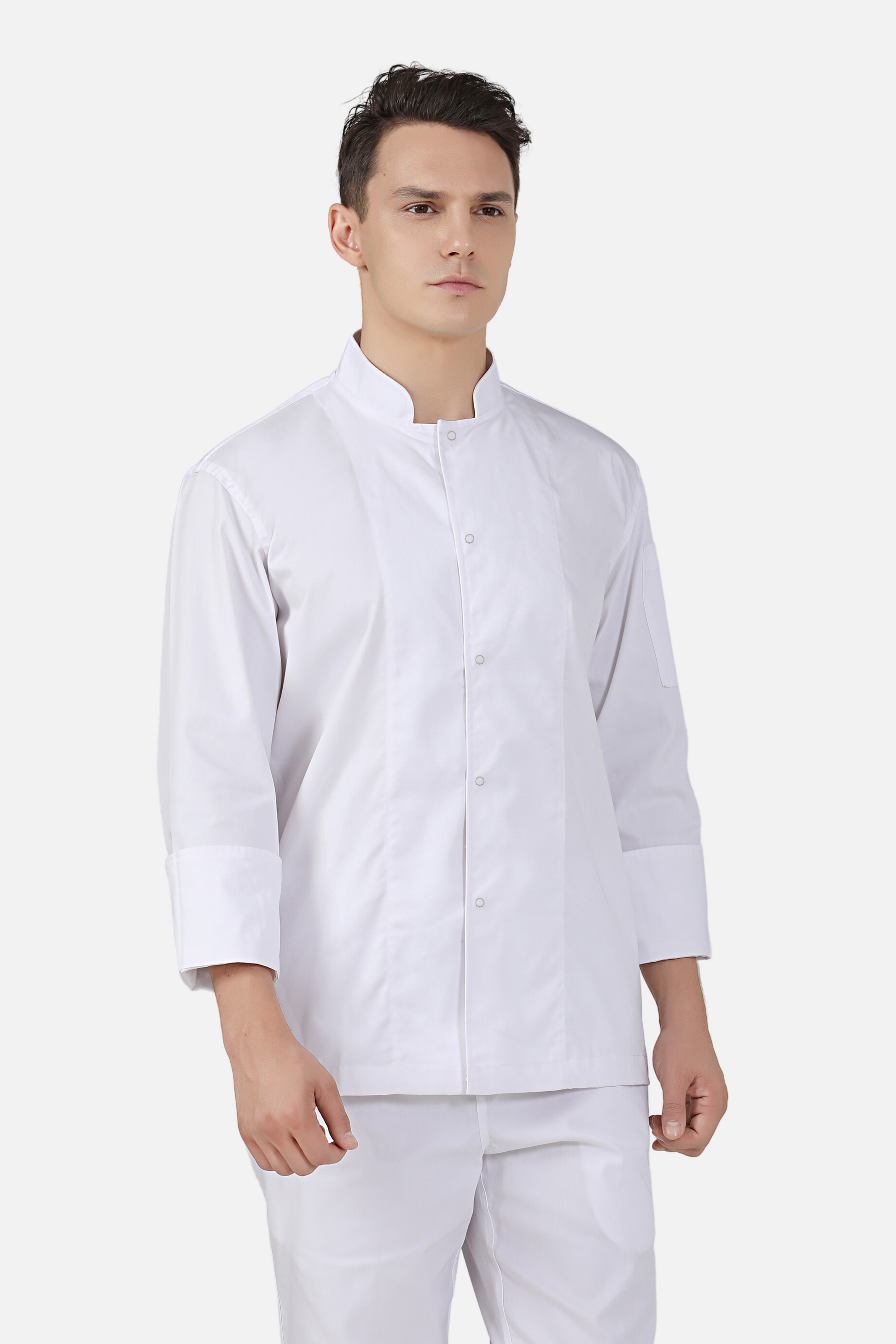 Peppermint White Long Sleeve Chef Jacket Exposed Buttons