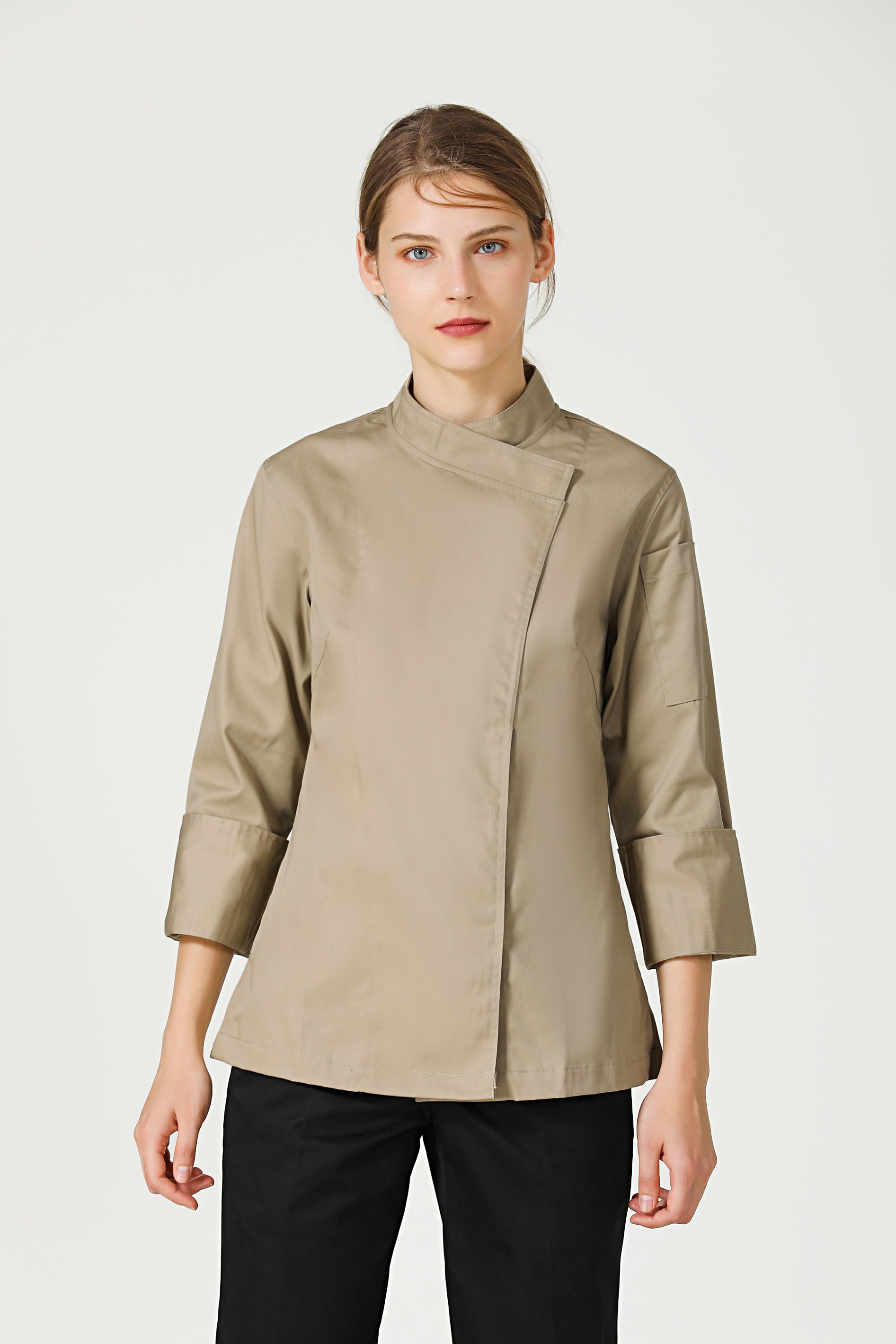 Rosemary Khaki Chef Jacket, Long Sleeve