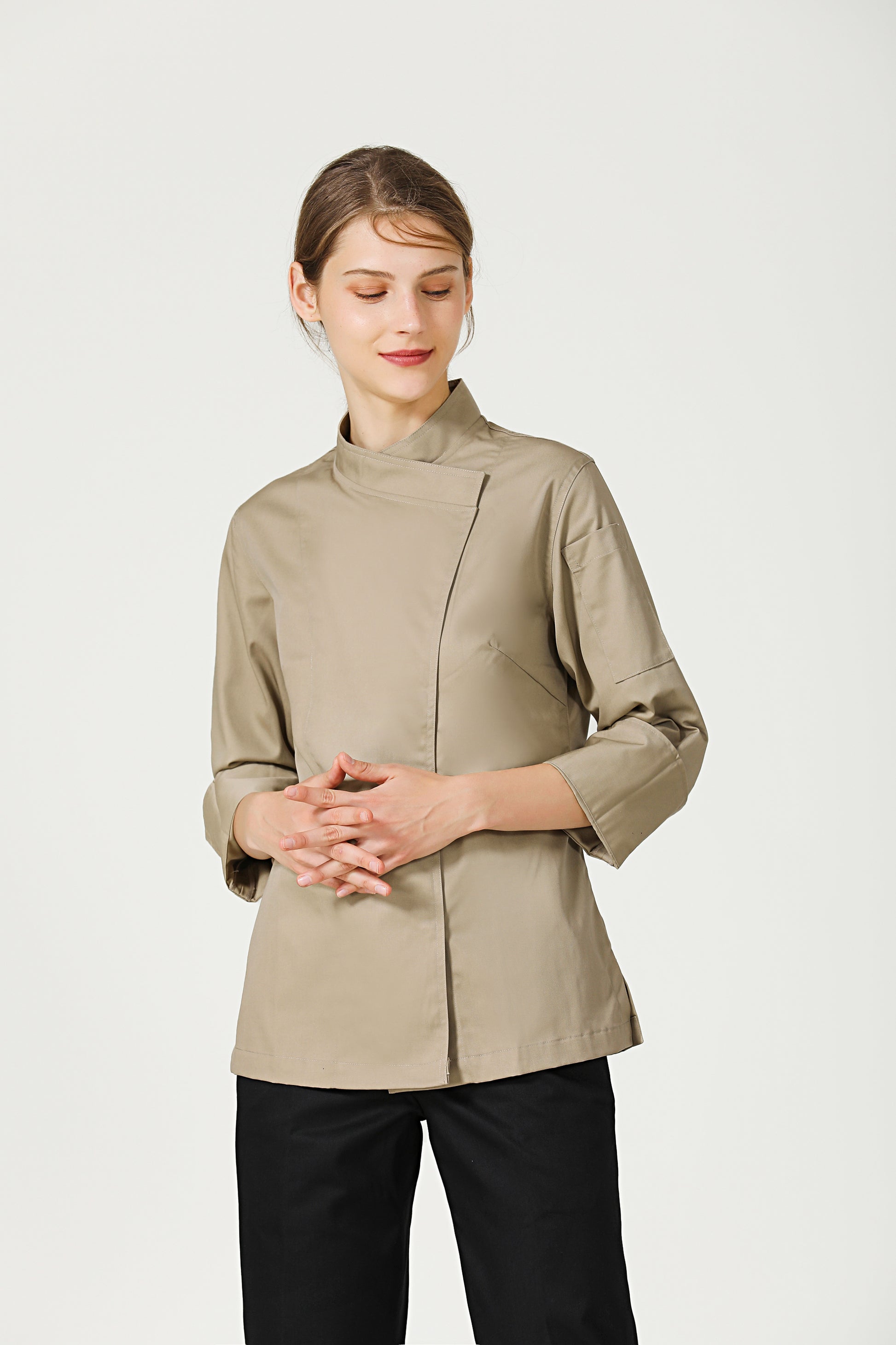 Rosemary Khaki Chef Jacket, Long Sleeve