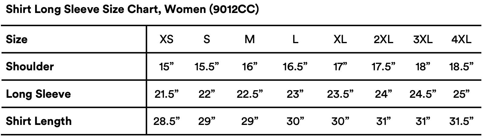 Service Shirt Female Measurement