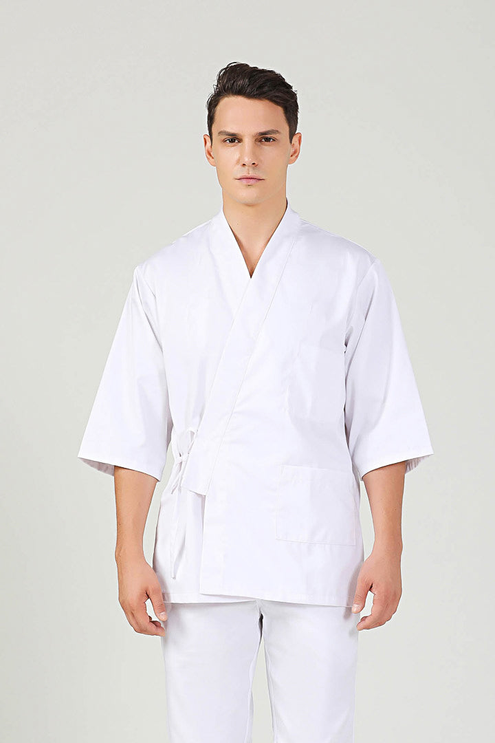 Shiso Sushi Coat, Kimono Style White