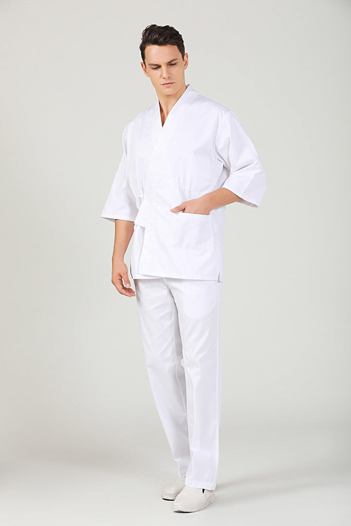 Shiso Sushi Coat, Kimono Style White