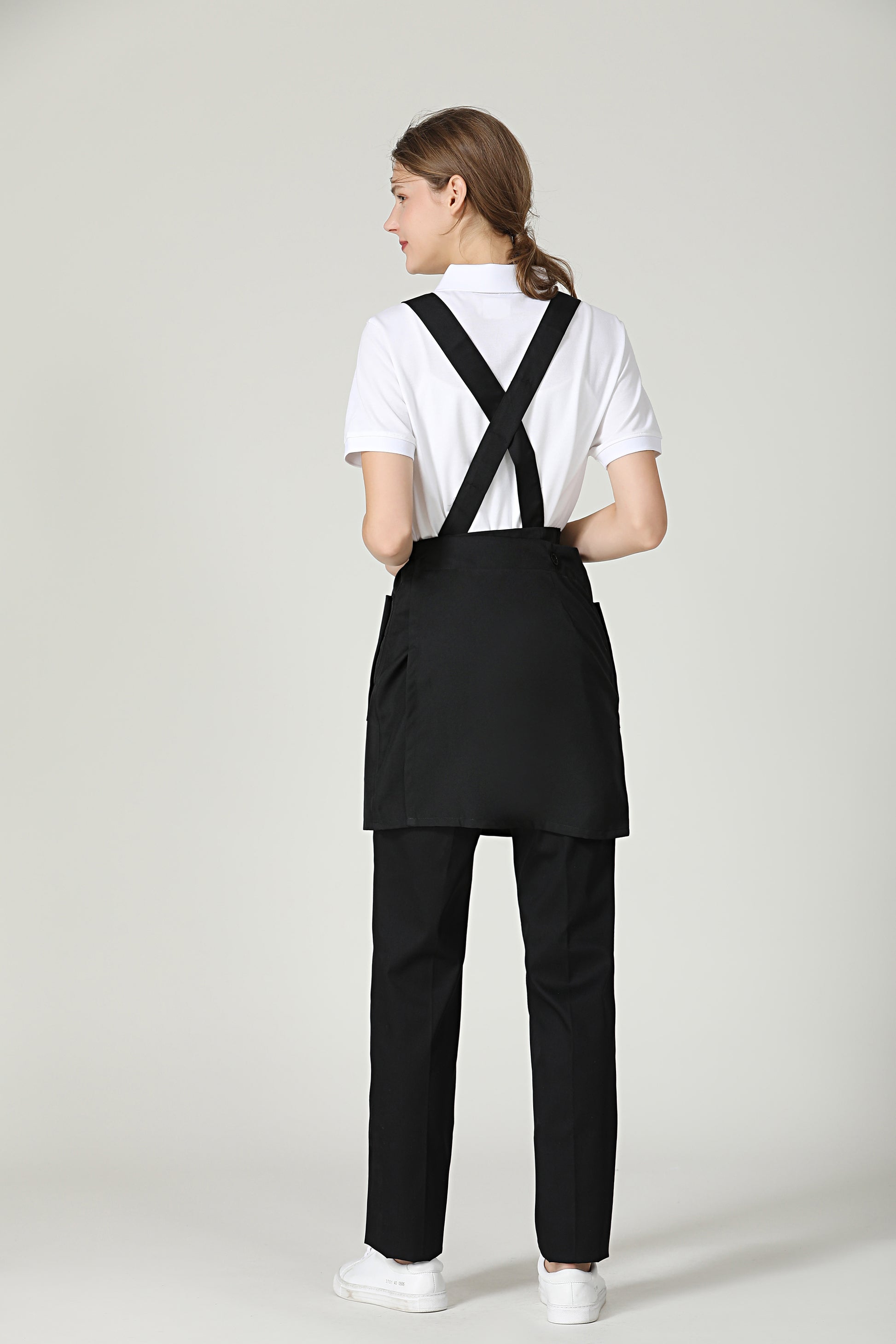 Gretel Crossback Service Black Bib Apron