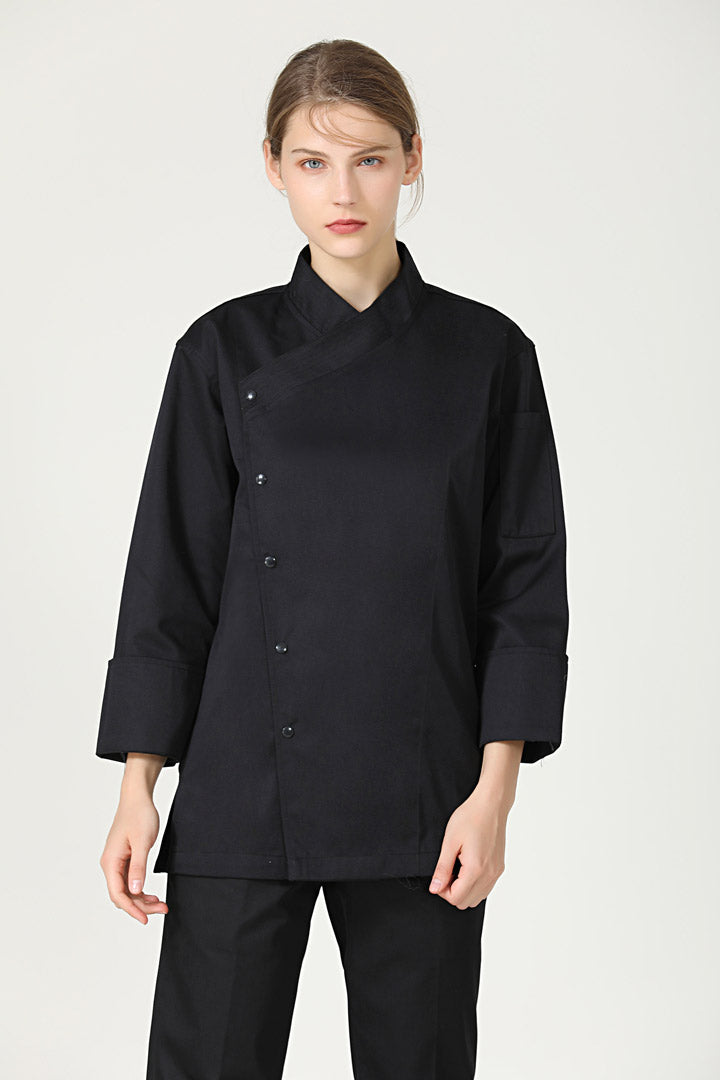 Meiji Black Chef Jacket, Long Sleeve