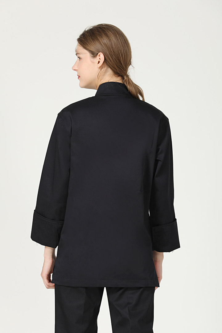 Meiji Black Chef Jacket, Long Sleeve - GreenChef Sdn. Bhd.
