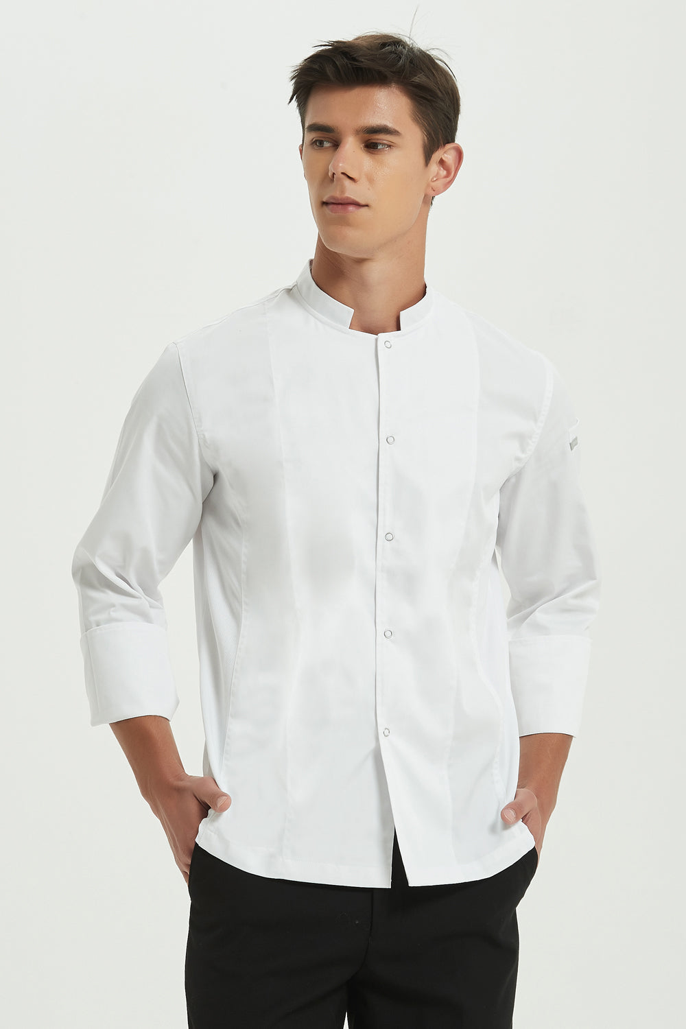 Mint White Chef Jacket with Dri-fit, Front View