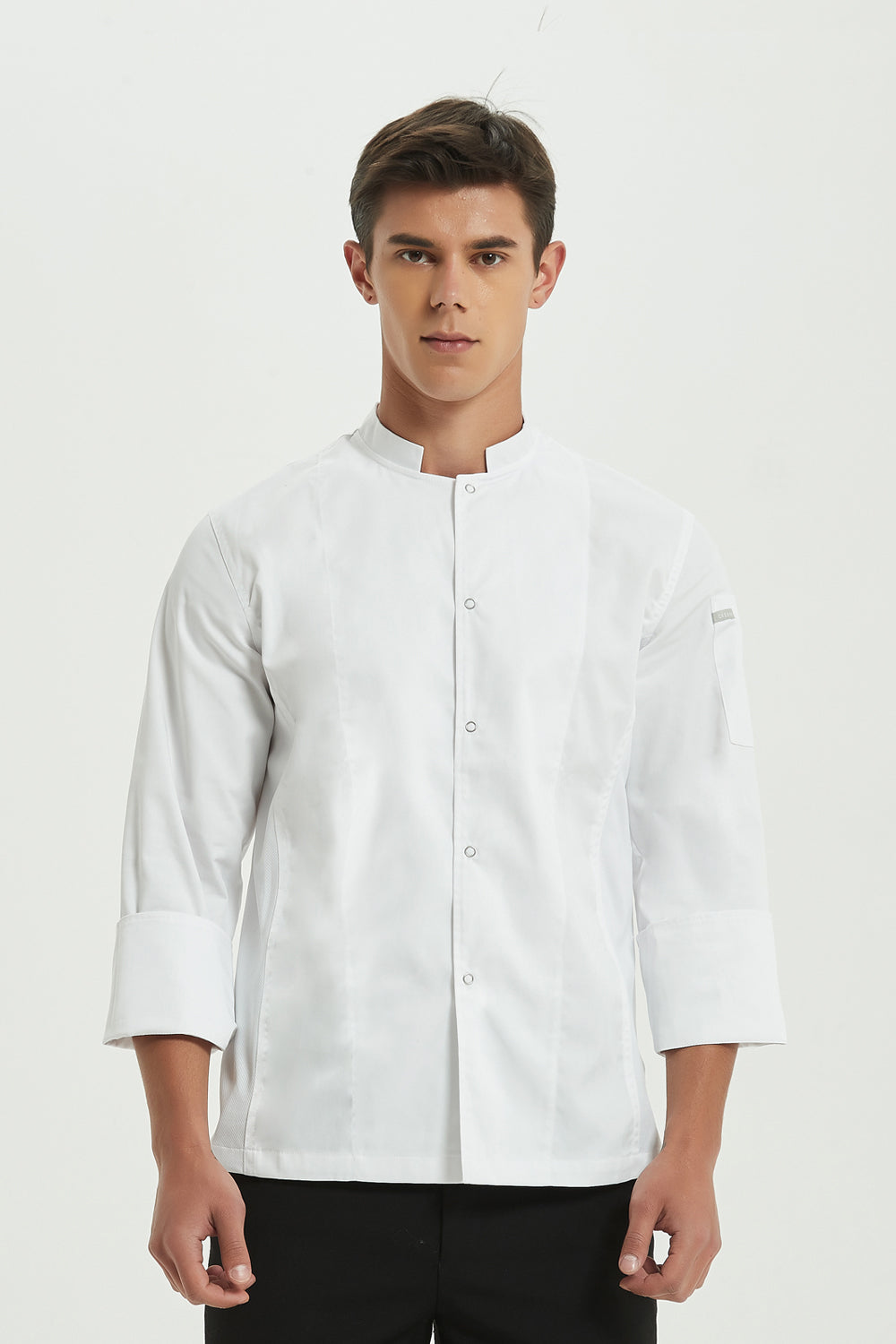 Mint White Chef Jacket with Dri-fit, Front View