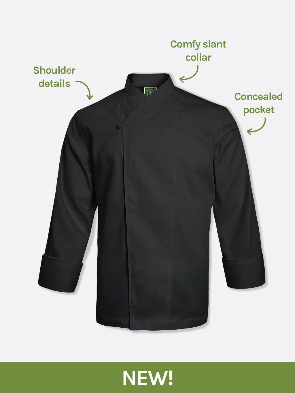 GC Collective — Banyan Black Chef Jacket, Long Sleeve – GreenChef